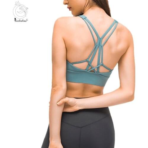 New Super Soft Fabric Wider Straps Gym Top Solid Color Sexy Sport Wear Outdoor Active Bras Women Sports Bra Yoga Crop Tops