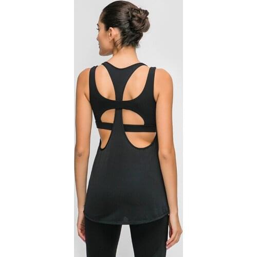NWT 2021 Yoga tank Sexy Women Sport Gym Vest Clothes Stretch fabric Tank Tops Fitness Running shirts with build bra
