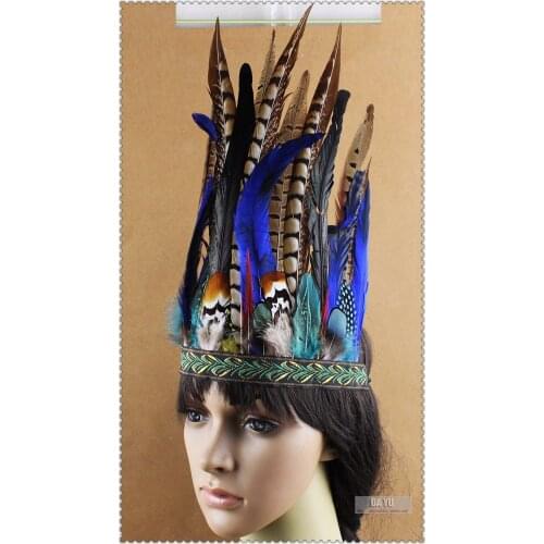 Hair Band Peacock Feather Headdress Hair Headpieces Headband for Adults Halloween Carnival Party Fashion Accessories
