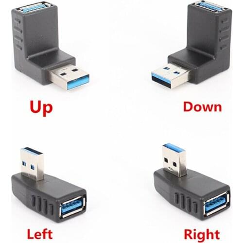 USB 3.0 90 degree A male to female Left and right angled adapter USB 3.0 AM/AF Connector for laptop/PC Computer Black