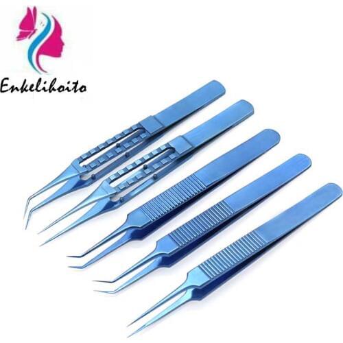 Titanium alloy fine toothed planting hair straight elbow planting tweezers implant hair tweezers instrument tool