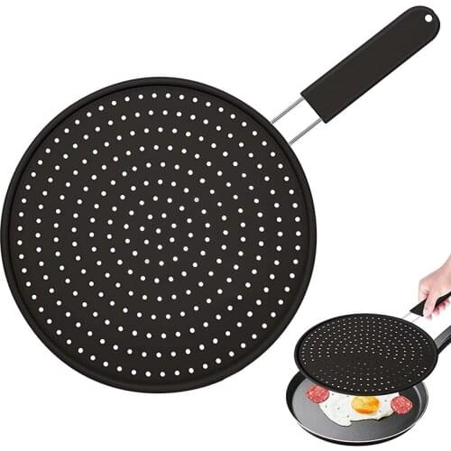 Silicone Splatter Screen for Frying Pan Multiuse Grease Splatter Guard Cooling Mat Drain Board 11 inch