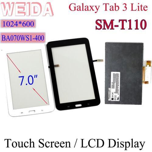 WEIDA LCD Replacment 7" For Samsung GALAXY Tab 3 Lite SM-T110 LCD Touch Screen Replace LCD BA070WS1-400