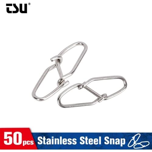 TSURINOYA 50pcs #0 #1 #2 Stainless Steel Fishing Connector Fast Clip Lock Snap Swivel Solid Rings Safety Snaps Fishing Hook Tool