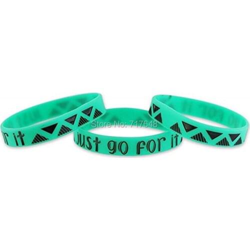 100pcs Inspirational Quote JUST GO FOR IT wristband silicone bracelets free shipping by ePacket A