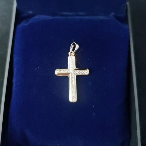 Vintage Zircon Gilded Cross Neck Pendant For Women Men Classic Copper Rhinestone Unisex Necklace Jewelry Naszyjnik Collier