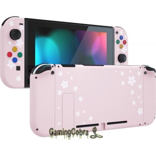 Sakura Petals Soft Touch Grip Back Plate + Controller Housing Shell w/ Full Set Buttons for NS Switch Handheld Console & Joy-Con