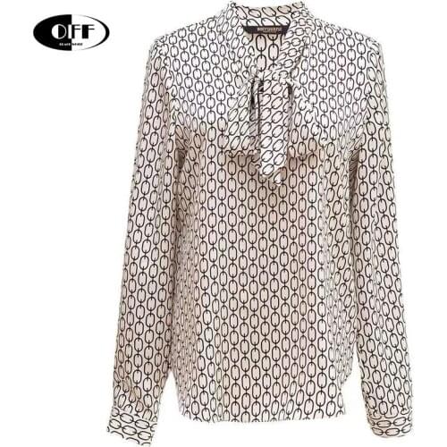 Spring Summer women Blouse Plus Size Bow Long Sleeve Elegant Office Work OL Vintage Printed Casual Streewear Chic Lady Shirt Top