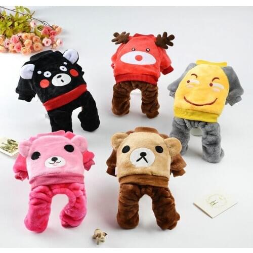 Winter Flannel Warm Pet Ropa Perro Cute Cartoon Animal Dog Coat Dog Hoodie Cat Costume Chihuahua Pomeranian Dog Clothes Mascotas