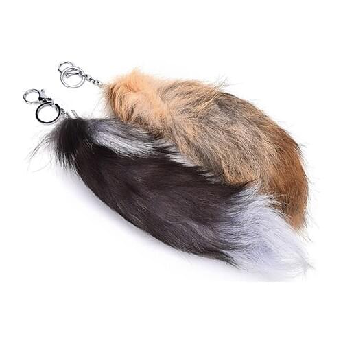 1Piece Large Faux Fox Fur Tail Keychain Fur Handbag Hanging Key Ring For Women Ladies Girls 2 Colors Charm Pendant