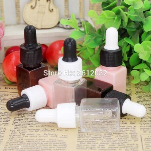 10ML Empty PET Square Dropper Oil Essential Bottle In Refillable Drop Liquid Pipette Bottles F2017431