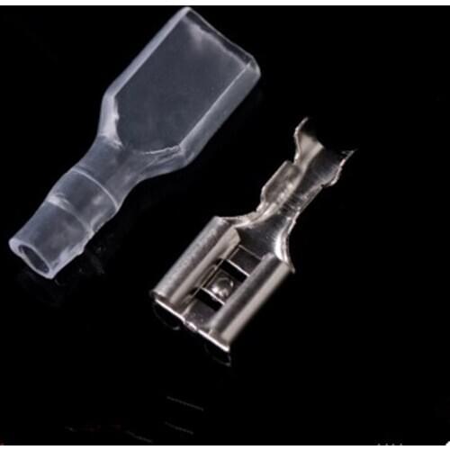 100pcs/lot 6.3 the plug spring insulated terminal cold terminal with transparent sheath
