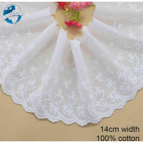 14cm white 100% cotton embroidery lace french lace ribbon fabric guipure diy trims warp knitting sewing Accessories#3299