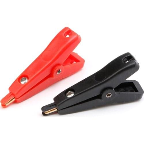 2PCS Copper Plated Gold Two-level test clip Four-Clamp LCR Kelvin Black+Red