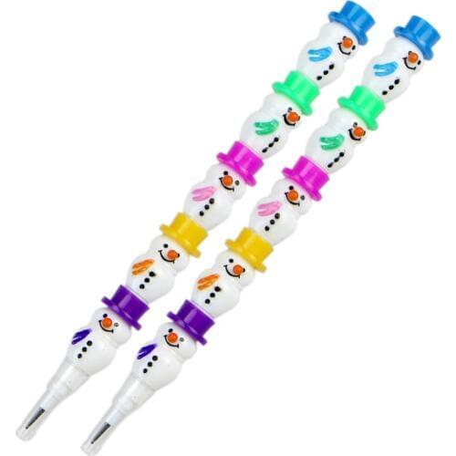 2Pcs Cute Christmas Snowman Stackable Colorful Pencil Lovely Baby Kids Toys Gift YH-461552