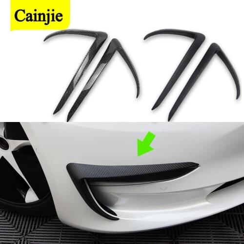 2pcs Car Styling Front Fog Lamp Frame Cover Blade Trim For Tesla Model 3 2017-2021 Accessories Light Decoration