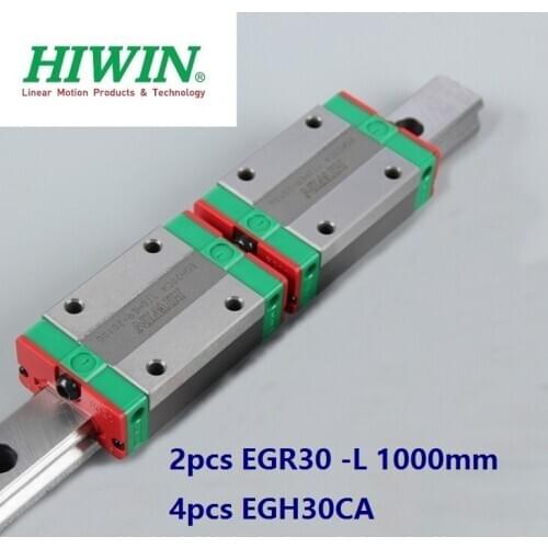 2pcs origial Hiwin rail EGR30 -L 1000mm linear guide + 4pcs EGH30CA carriage blocks for CNC router