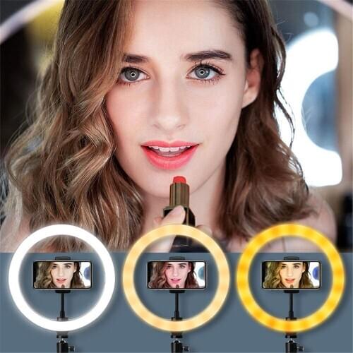 3 in 1 Photo Studio Selfie LED Ring Light with Mobile Phone Holder Tripods for Youtube Live Stream Makeup Live Mobile Holder