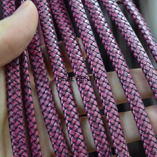 5m/Lot Approx: 7*3mm Retro Red First Layer Cowhide Leather Rope Genuine Braided Cord For DIY Bracelet Making Accessories Parts