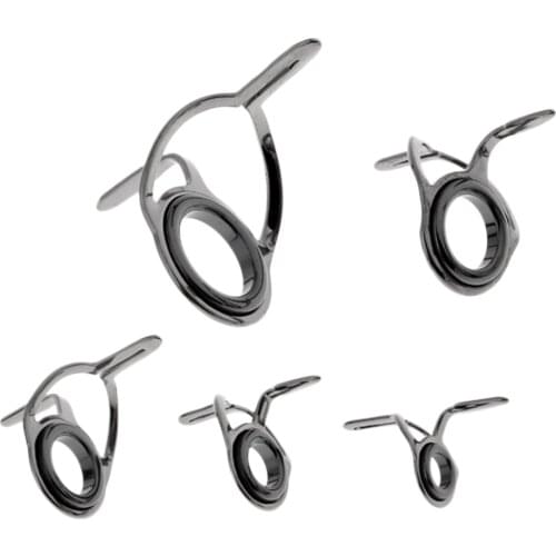5pcs 4mm 5mm 7mm 8mm 11mm Fishing Rod Guides Eye Rings Rod Top Ring DIY Fishing Rod Building Tip Repair Kit Silver 5 Sizes