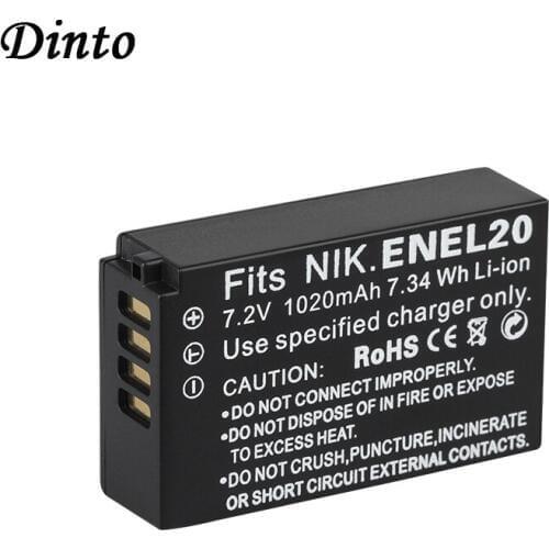 Dinto 2pcs 1020mAh EN-EL20 ENEL20 Rechargeable Camera Battery for Nikon Coolpix A, AW1, J1, J2, J3, S1, V1, V2, V3 EN EL20