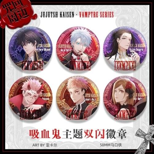 Anime Jujutsu Kaisen Vampire Theme Gojo Satoru Geto Suguru Ryomen Sukuna Cartoon Bound Badge Brooch Pins Button Toy Collection