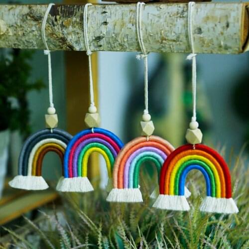 New Weaving Rainbow Keychains for Women Boho Handmade key Holder Keyring Macrame Bag Charm Car Hanging Jewelry Gifts