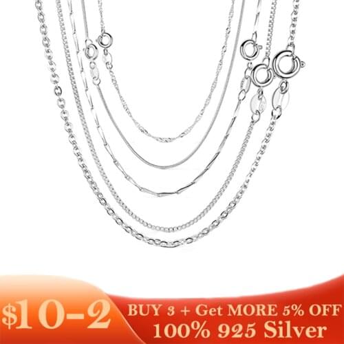 Original 925 Sterling Silver Necklace Snake Double Circle O Chain Fashion Link Chain Necklace For Women Jewelry Anniversary Gift