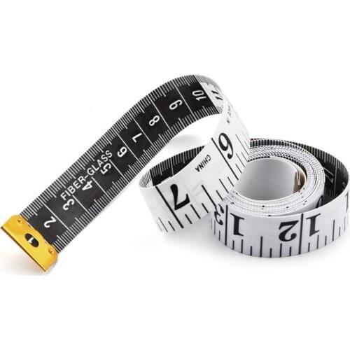 60 inch/150cm Dual Sided Body Hip Waist Bust Measuring Ruler Household Sewing Cloth Tailor Black and White Soft Tape Ruler
