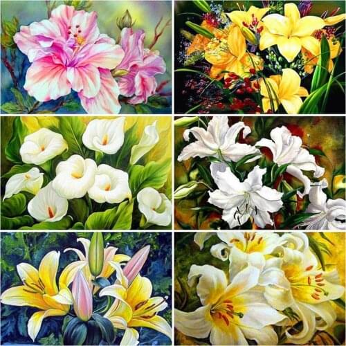 Evershine 5D DIY Diamond Mosaic Sale Flowers Cross Stitch Diamond Painting Full Square Lily flower Rhinestones Pictures Beadwork