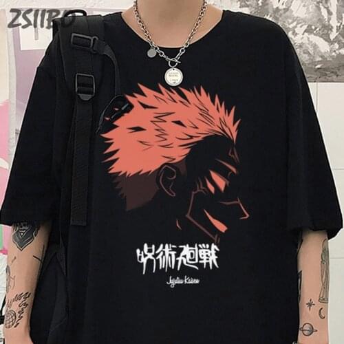 Hip Hop Mens tshirt Jujutsu Kaisen Gojo Satoru Yuji Itadori Short Sleeve T Shirt Cotton Anime Print T-shirt Men Streetwear Tops