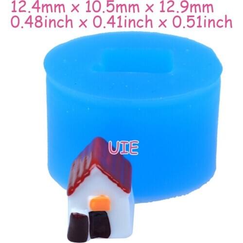 FYL370U 12.4mm x 10.5mm x 12.9mm 3D House Silicone Mold Fondant Cake Decoration Candy Resin Clay Earrings Necklace Craft Soap
