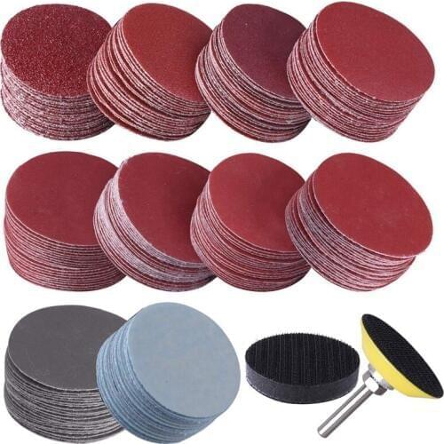 HLZS-200Pcs 50mm 2 Inch Sander Disc Sanding Discs 80-3000 Grit Paper with 1Inch Abrasive Polish Pad Plate + 1/4 Inch Shank for R