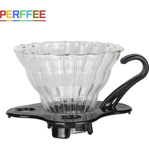 Drip Coffee Maker V60 Borosilicate Glass V01 V02 Coffee Dripper Transparent Reusable Pour Over Coffee Brewing Cup Funnel Filter
