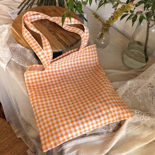 Plaid Canvas Bag Female Student Bag Diagonal Japanese All-match Harajuku Shoulder Bag Minimalist Forest Tote Bag