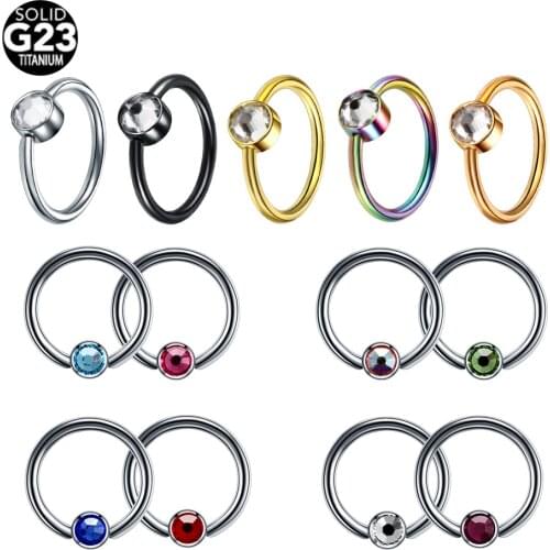 1PC Titanium CZ Nose Ring Piercing Gem Ball Ear Septum Helix Eyebrow Tragus Cartilage Earrings BCR Lip Ear Piercings Jewelry 16G