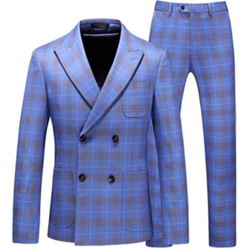 Mens Stripe Suit High Quality Gentleman Double Breasted Blazer 3 Pcs Set Slim Fit Wedding Male Blazer Jacket Coat Pants Vest