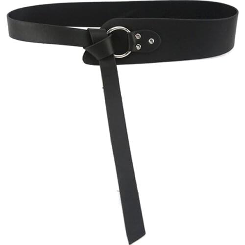 Wide Black PU Leather Cummerbunds strap belt for women Tie-self Knot waist Corset ladies Wedding Dress waistband Coat accessory