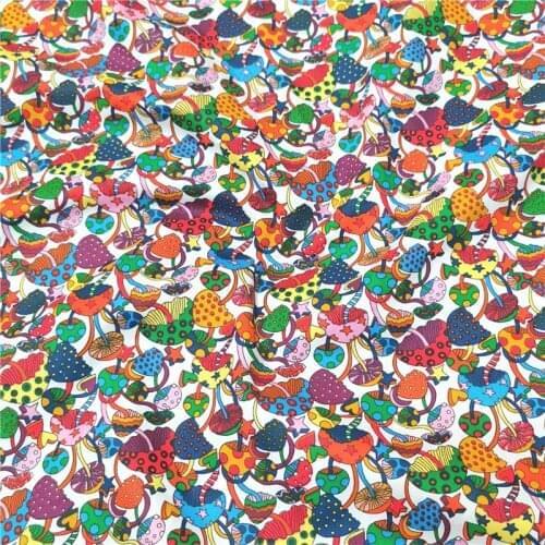 Pretty Colorful Cartoon Mushroom Vegetable Printed Cotton Fabric 50x160cm Fruit Fabric Patchwork for Cloth Dress Party Home Deco