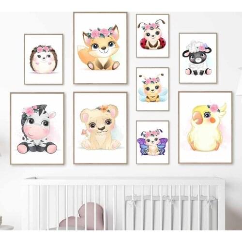 Fox Zebra Bee Toucan Lion Hedgehog Sheep Parrot Nordic Posters And Prints Wall Art Canvas Painting Wall Pictures Kids Room Decor