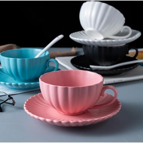 INS Northern Europe Matte Chrysanthemum Petal Coffee Cup Saucer Set Cafe Family Afternoon Scented Tea Teacup Milk Breakfast Mug