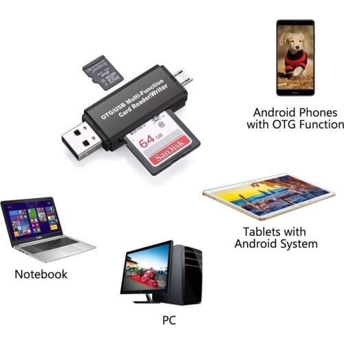 Micro USB OTG to USB 2.0 Adapter SD Card Reader Memery Card MicroUSB/SD/TF/USB Reading Device For Android Phone Tablet PC