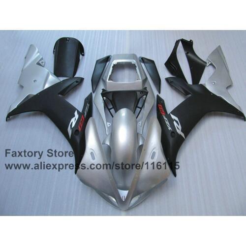 Motorcycle 100% Full injection fairings kit for YAMAHA 2002 2003 R1 YZF R1 02 03 silver black fairing ABS parts