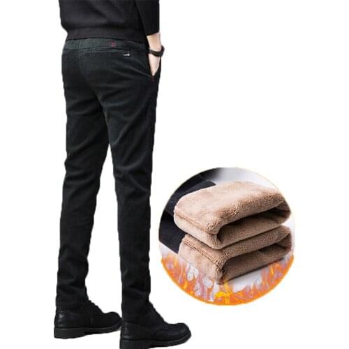 Winter Plus Velvet Pants Men Warm Cotton Pants 2020 New Autumn Winter Woolen Fabric Casual Men Trousers Thickening Wear Joggers