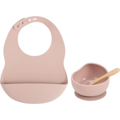 New Colors Feeding set Food Grade Silicone Bibs Baby Plate Non-silp Suction Bowl Kids Tableware Waterproof Bib BPA Free Spoon