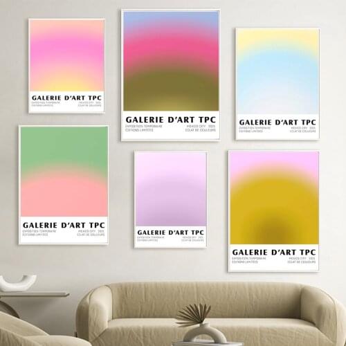 Pink Gradient Abstract Gallery Exhibition Wall Art Canvas Painting Nordic Posters And Prints Wall Pictures For Living Room Decor
