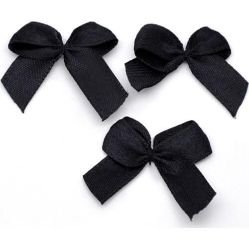 New 200PCs Black Ribbon Bow Wedding Decoration Scrapbooking Embellishment Party Christmas DIY Sewing Accessories 25x20mm