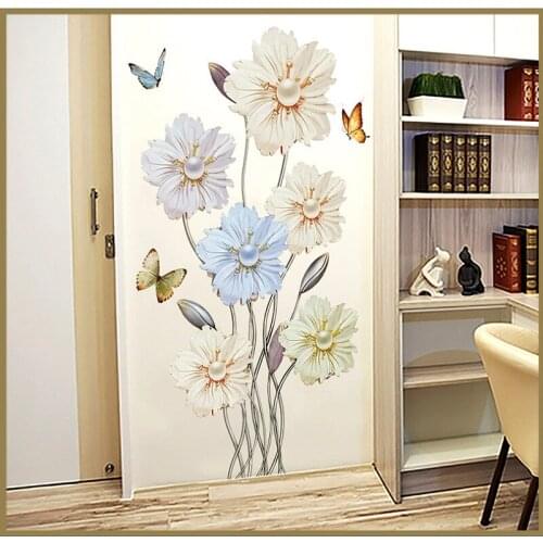 New 5D wall stickers Pearl flower PVC removable waterproof DIY stickers TV backdrop decorative painting creative wallpaper