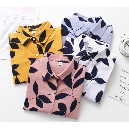 New spring Women Blouses leaves Blouse Long Sleeve Shirt Camisas Femininas Female Tops Vogue Shirt