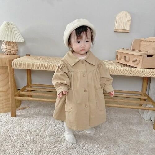 Baby Girls Trench Coats Spring Autumn Kids Girls Fashion Long Sleeve 1-6 Yrs Loose Jacket Children Kids Girl Overcoat Outerwear